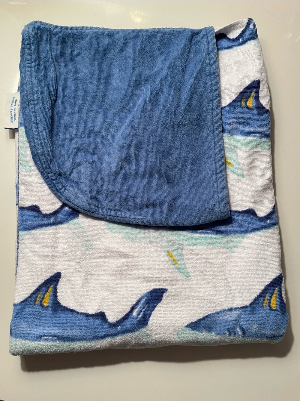 Pottery Barn Kids Shark Hooded Beach Towel 100% Cotton